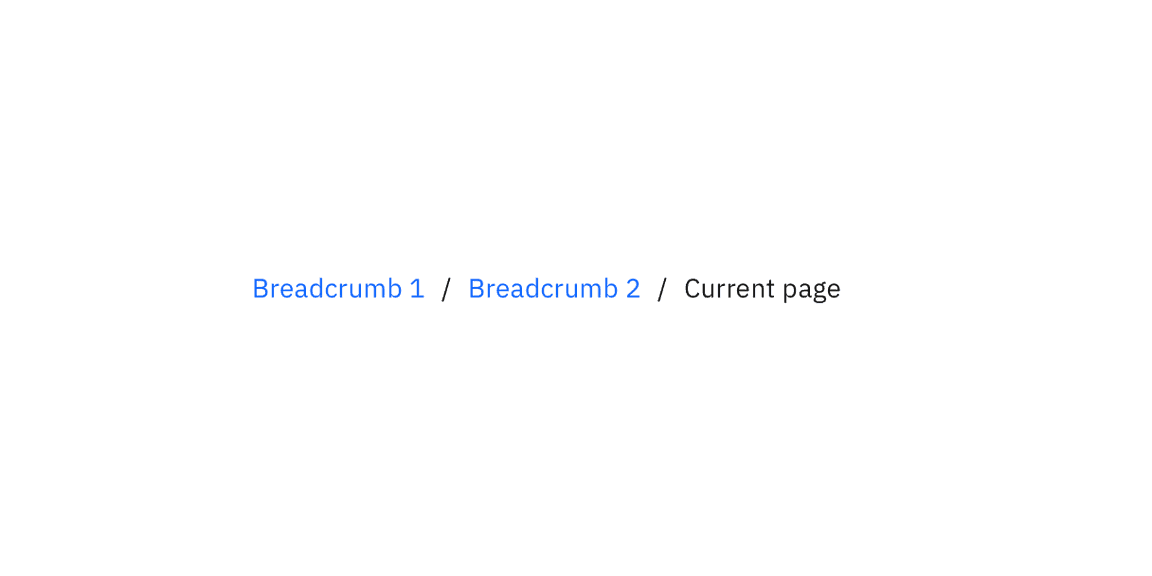Breadcrumb showing current page Breadcrumb showing current page