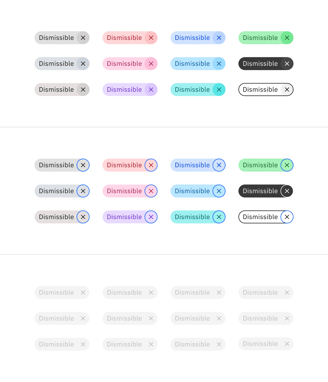 Dismissible tag interactive colors. Dismissible tag interactive colors.